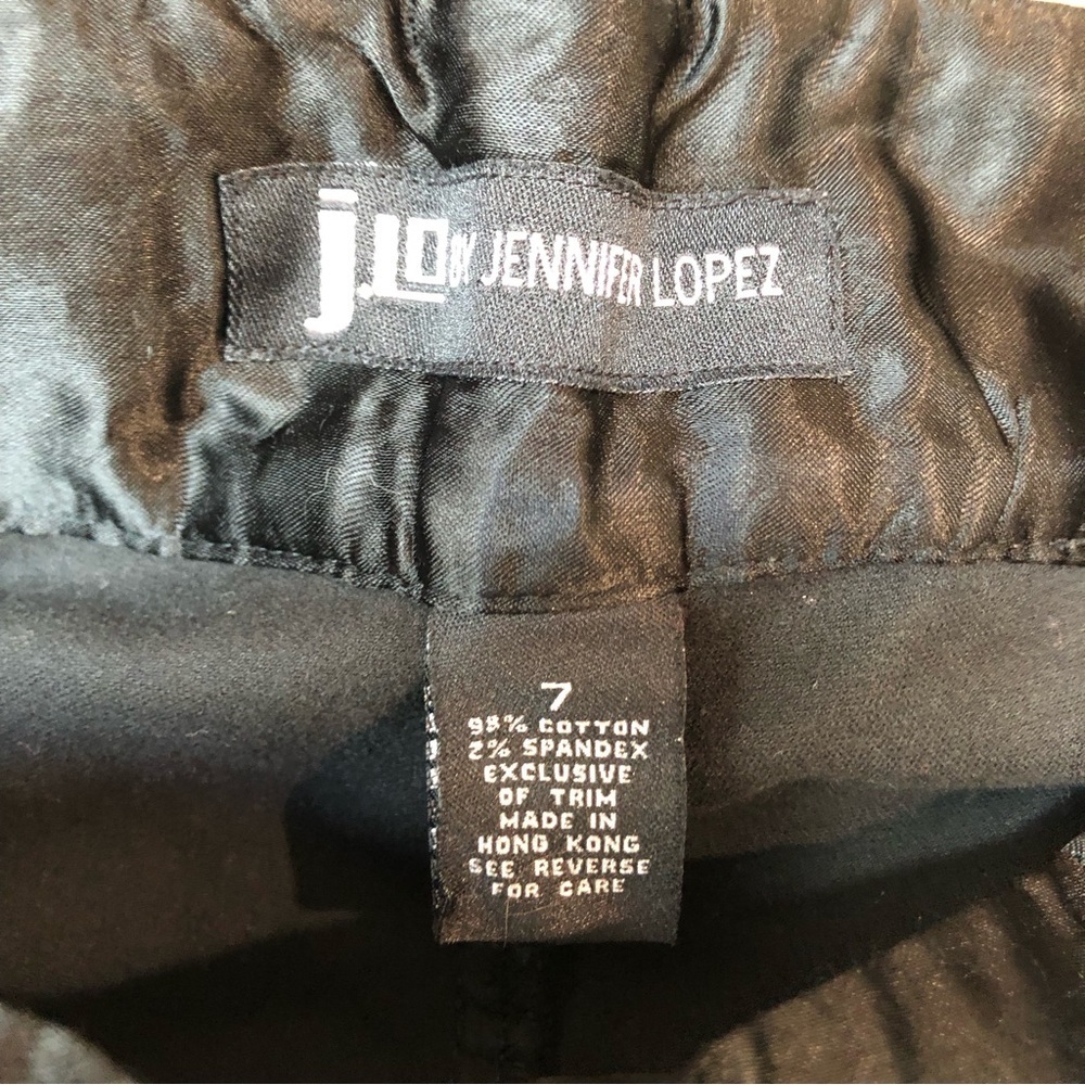 Jennifer Lopez JLo black cotton velvet stretch pant satin waist details 7 - Picture 6 of 7